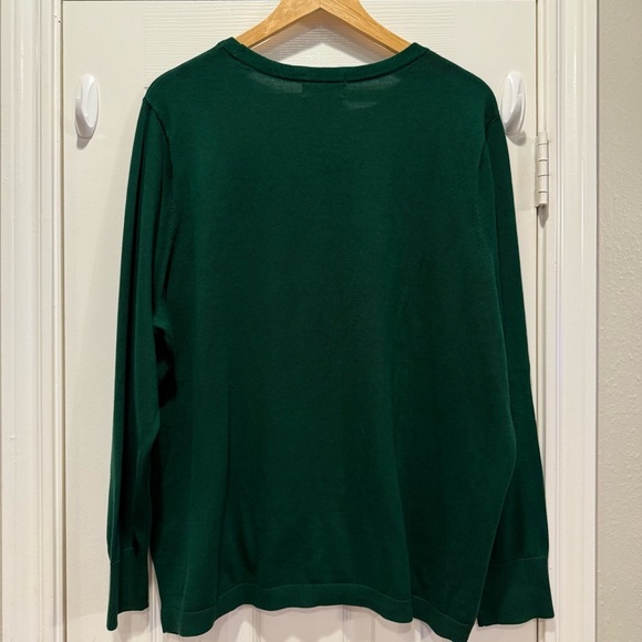 Lands End Christmas Sweater Women’s 2XL Green Cotton Festive Wreath Holiday Xmas - Picture 2 of 9